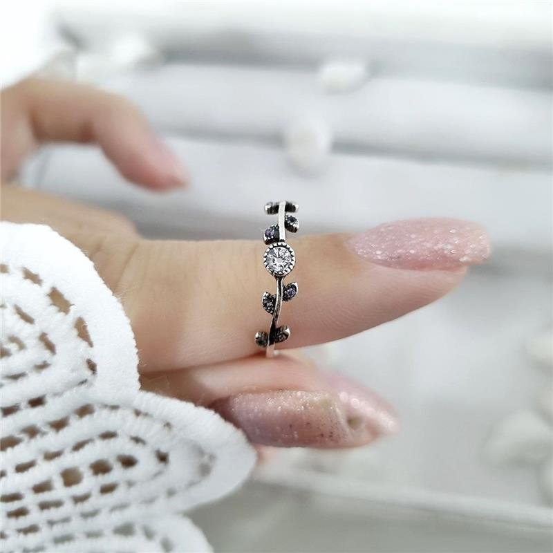 ANEL PRATA 925 BOLINHAS E FOLINHAS COM PEDRAS COLORIDAS