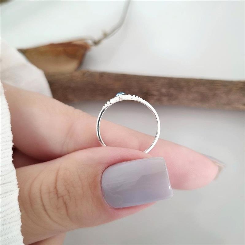 ANEL PRATA 925 BRILHO ESTRELA PEDRA AZUL