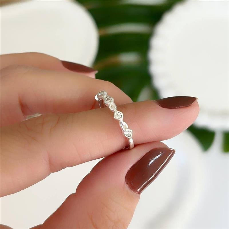 ANEL PRATA 925 CINCO PONTO LUZ ELOS INTERCALADOS