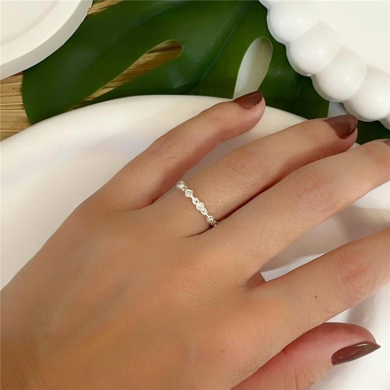 ANEL PRATA 925 CINCO PONTO LUZ ELOS INTERCALADOS