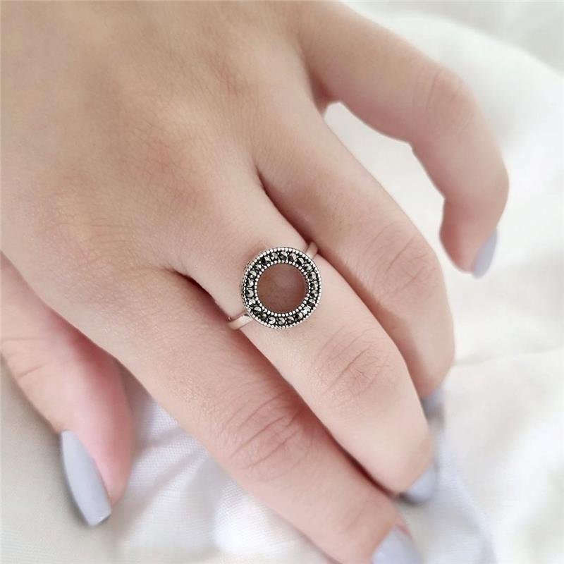 ANEL PRATA 925 CÍRCULO CRAVEJADO CORAÇÕES VAZADOS