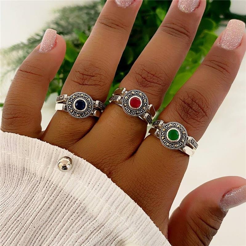 ANEL PRATA 925 CIRCULO GIRATÓRIO COM PEDRA