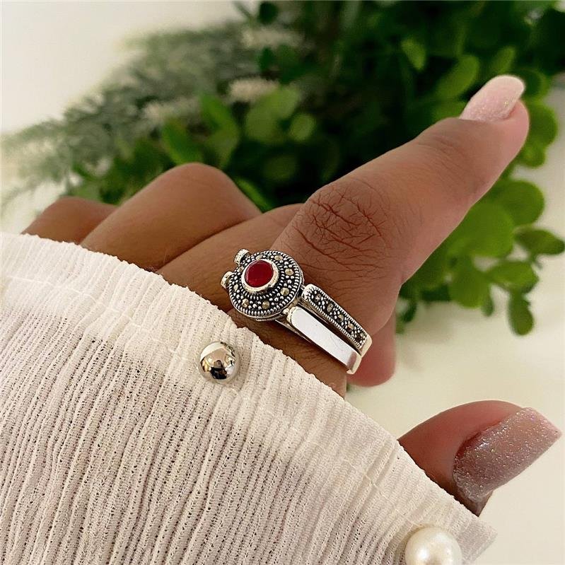 ANEL PRATA 925 CIRCULO GIRATÓRIO COM PEDRA