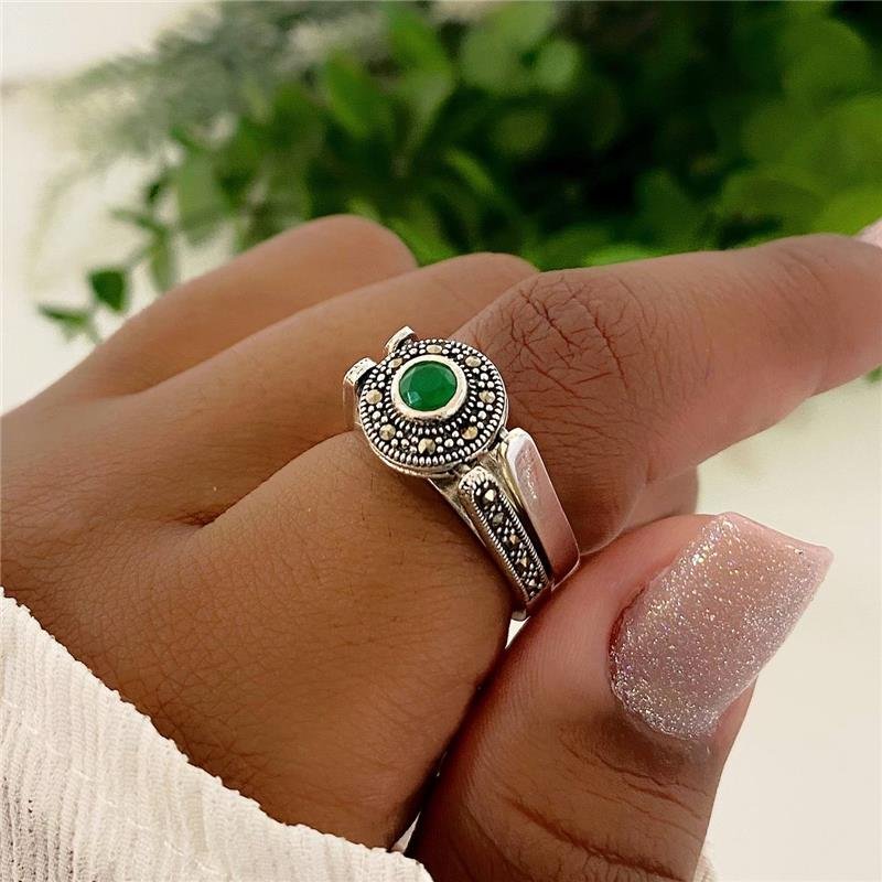 ANEL PRATA 925 CIRCULO GIRATÓRIO COM PEDRA