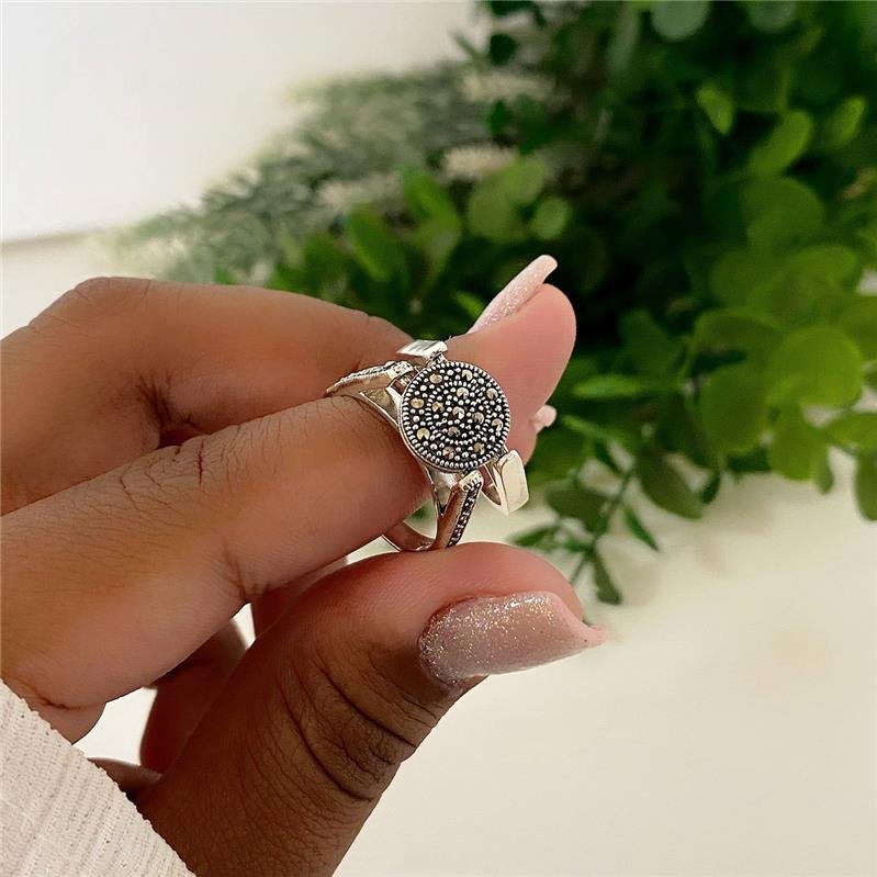 ANEL PRATA 925 CIRCULO GIRATÓRIO COM PEDRA