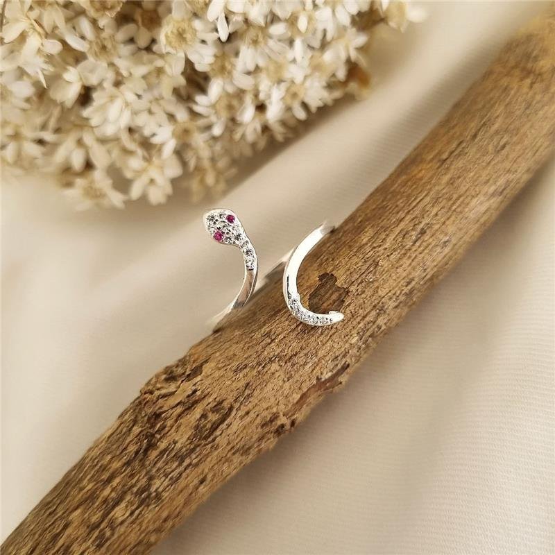 ANEL PRATA 925 COBRA REGULÁVEL COM PEDRA 