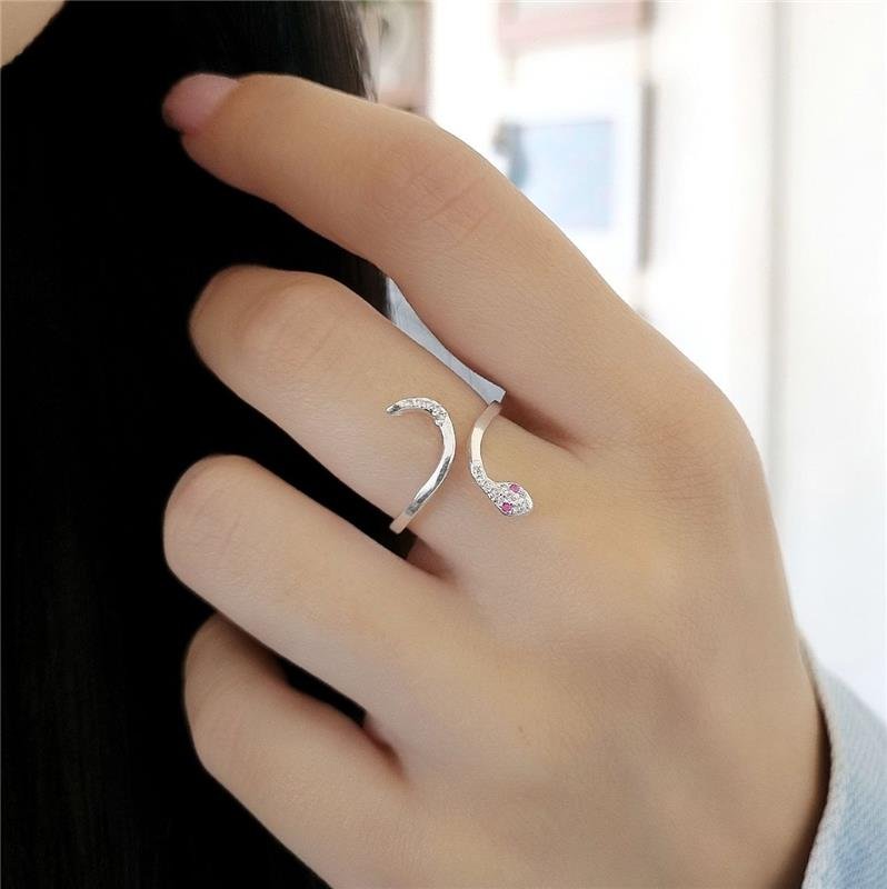 ANEL PRATA 925 COBRA REGULÁVEL COM PEDRA 