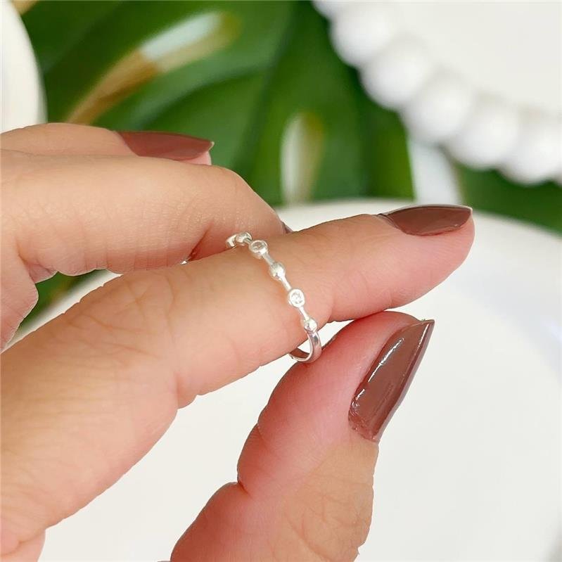 ANEL PRATA 925 COM 8 PONTO LUZ ZIRCÔNIA