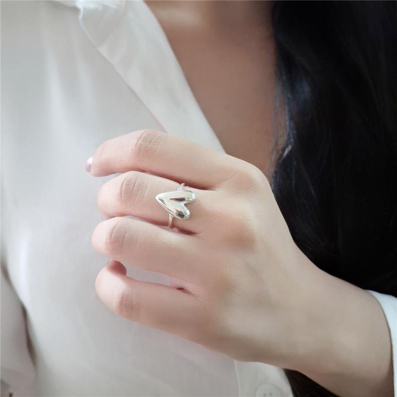 ANEL PRATA 925 CORAÇÃO ABAULADO