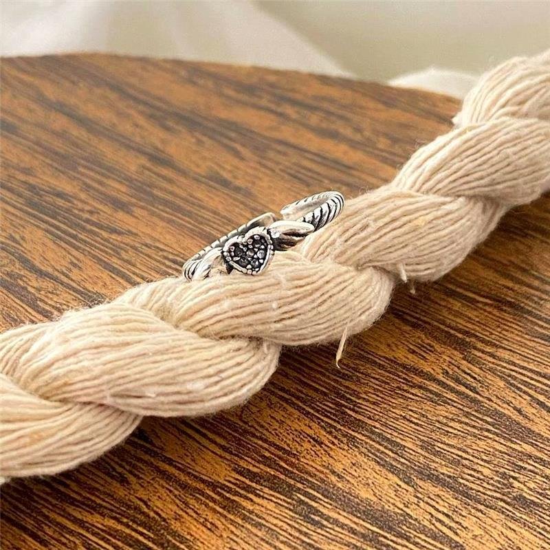 ANEL PRATA 925 CORAÇÃO ASAS REGULÁVEL