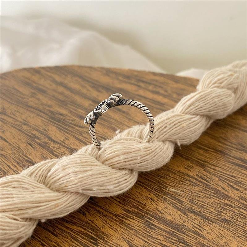 ANEL PRATA 925 CORAÇÃO ASAS REGULÁVEL