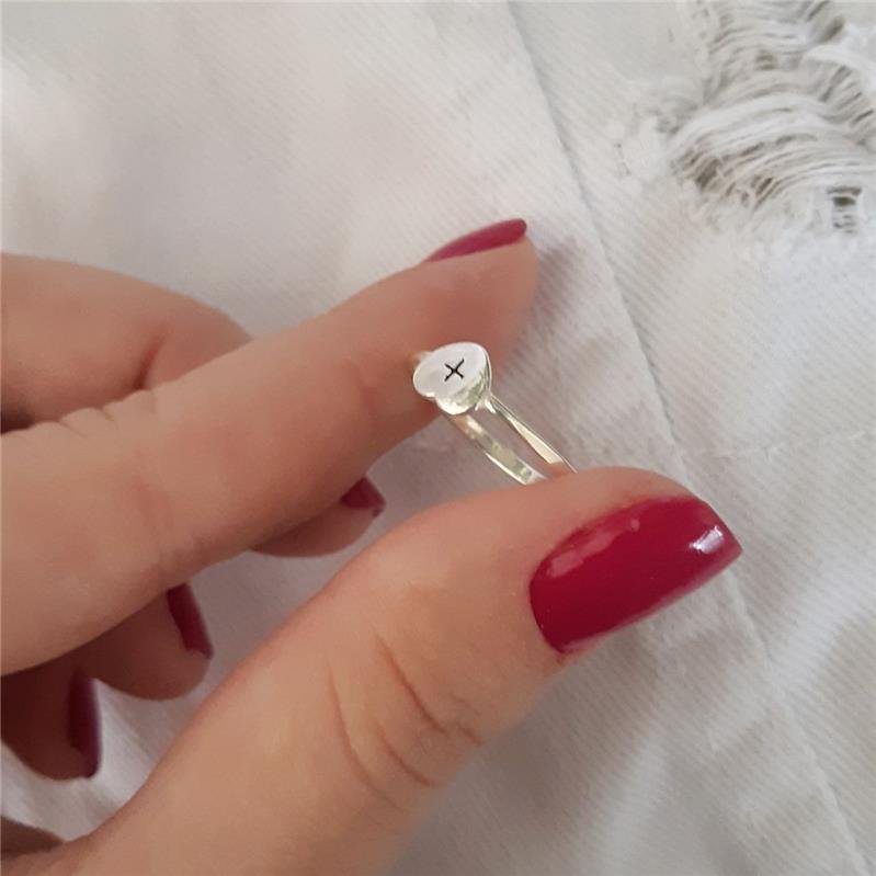 ANEL PRATA 925 CORAÇÃO COM CRUZ 