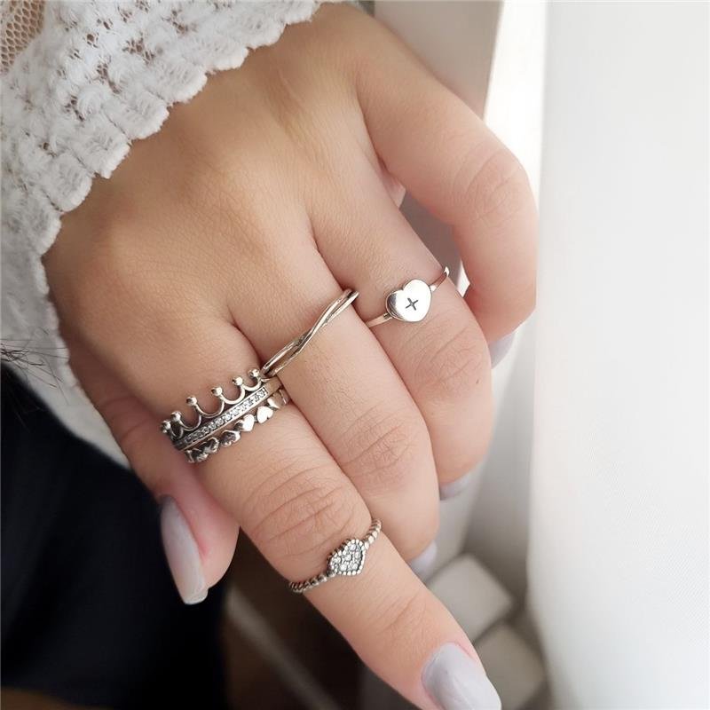 ANEL PRATA 925 CORAÇÃO COM CRUZ NO CENTRO