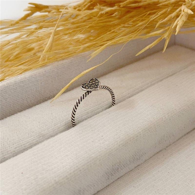 ANEL PRATA 925 CORAÇÃO CRAVEJADO 