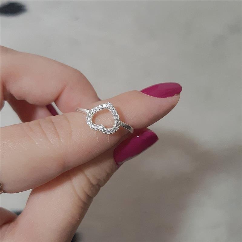 ANEL PRATA 925 CORAÇÃO CRAVEJADO VAZADO