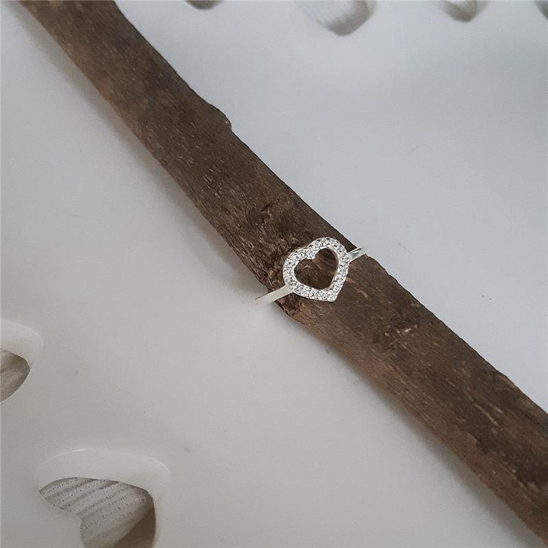 ANEL PRATA 925 CORAÇÃO CRAVEJADO VAZADO