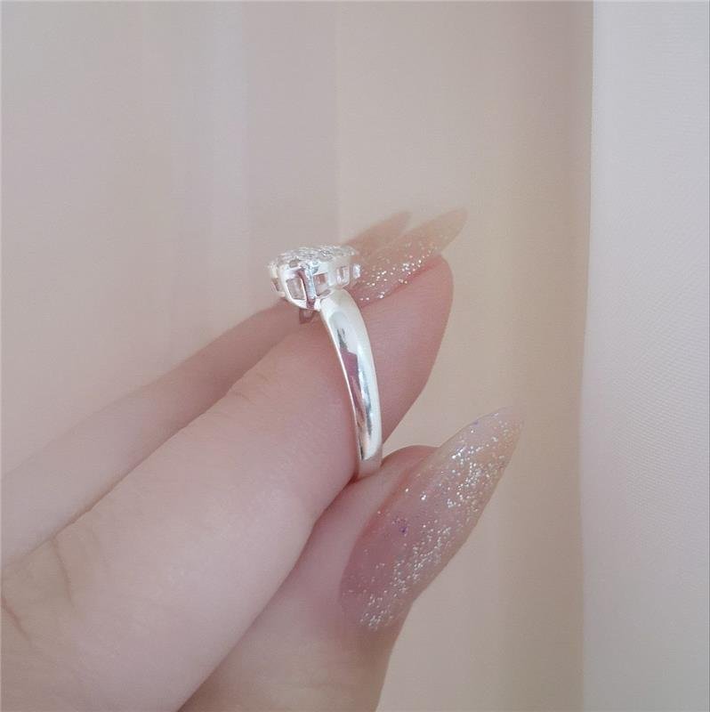 ANEL PRATA 925 CORAÇÃO CRAVEJADO ZIRCÔNIAS