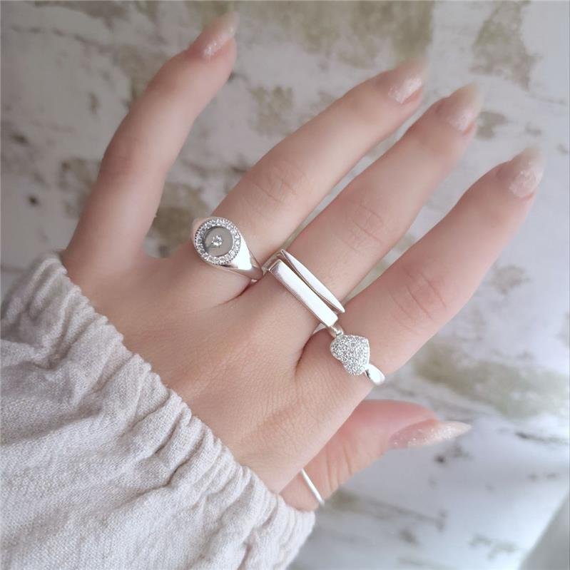 ANEL PRATA 925 CORAÇÃO CRAVEJADO ZIRCÔNIAS