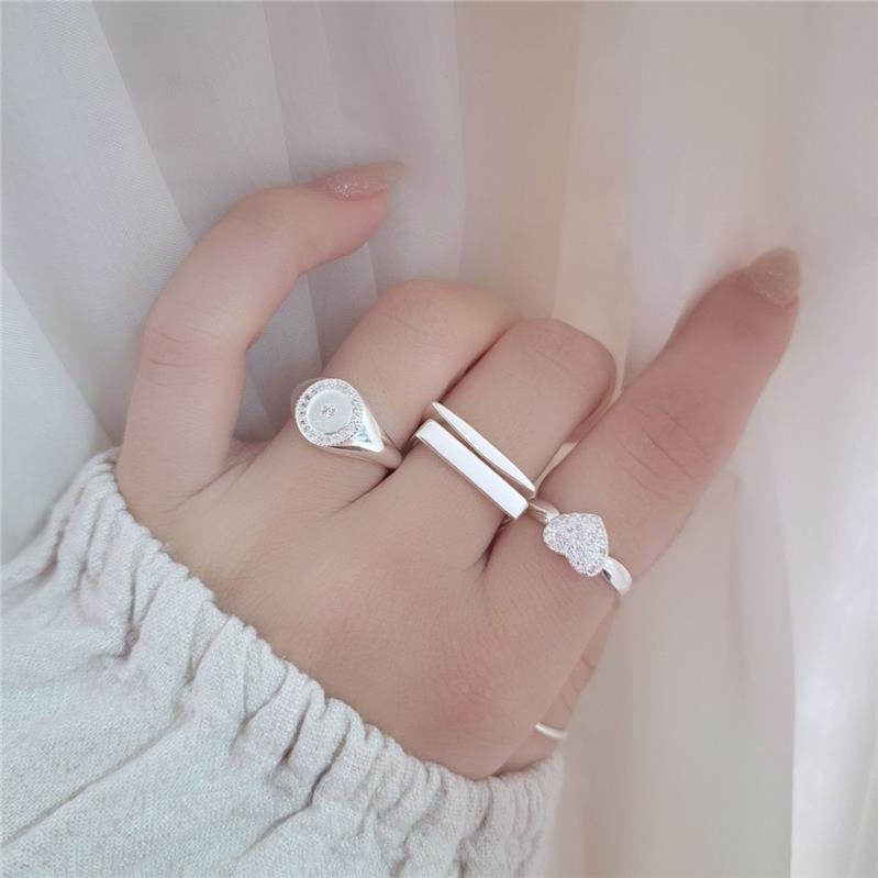 ANEL PRATA 925 CORAÇÃO CRAVEJADO ZIRCÔNIAS