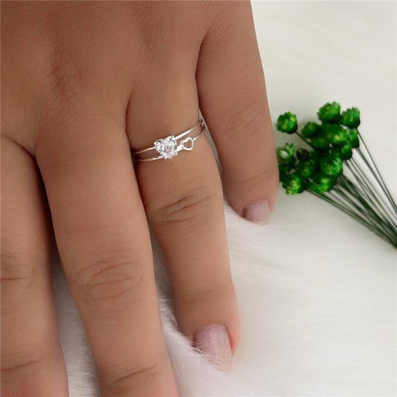 ANEL PRATA 925 CORAÇÃO DUPLO VAZADO 