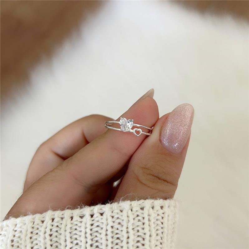 ANEL PRATA 925 CORAÇÃO DUPLO VAZADO 