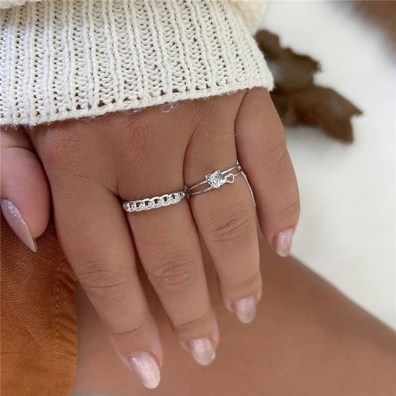 ANEL PRATA 925 CORAÇÃO DUPLO VAZADO 