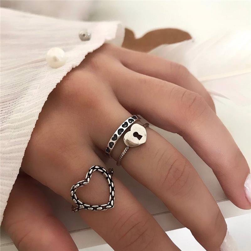 ANEL PRATA 925 CORAÇÃO FECHADURA