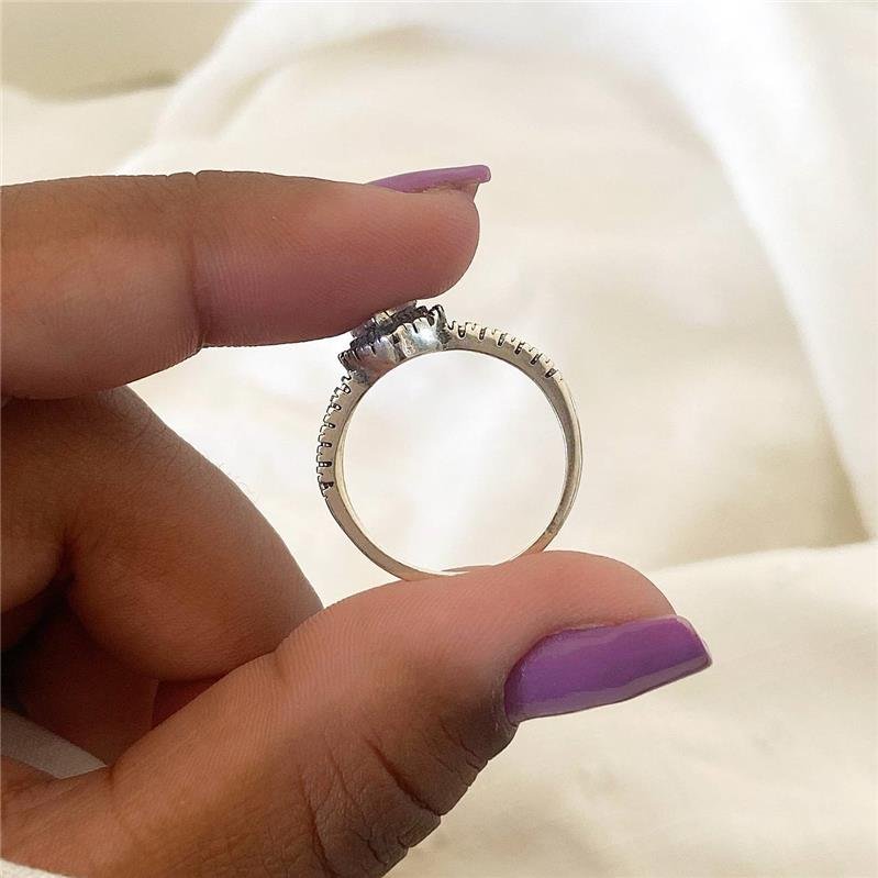 ANEL PRATA 925 CORAÇÃO GRANDE CRAVEJADO