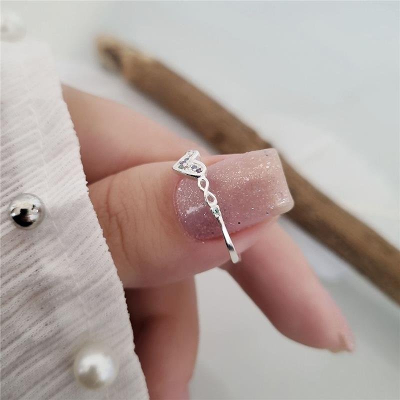 ANEL PRATA 925 CORAÇÃO INFINITO PEDRAS COLORIDAS