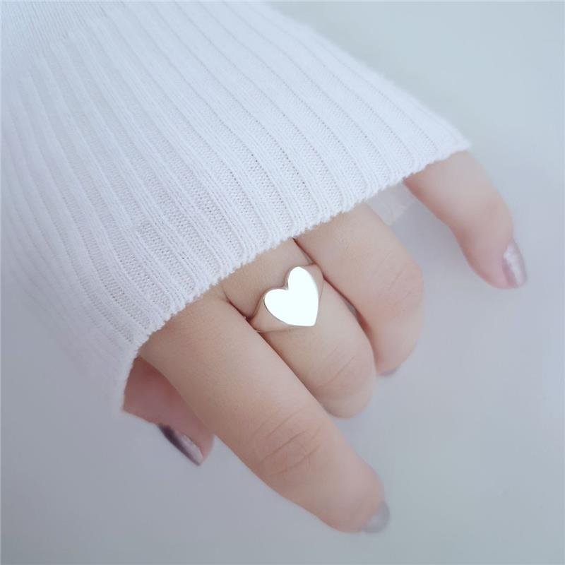 ANEL PRATA 925 CORAÇÃO LISO GRANDE