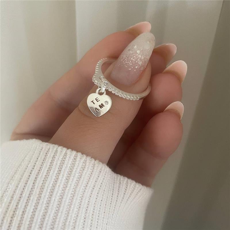 ANEL PRATA 925 CORAÇÃO PENDURADO CRAVEJADO