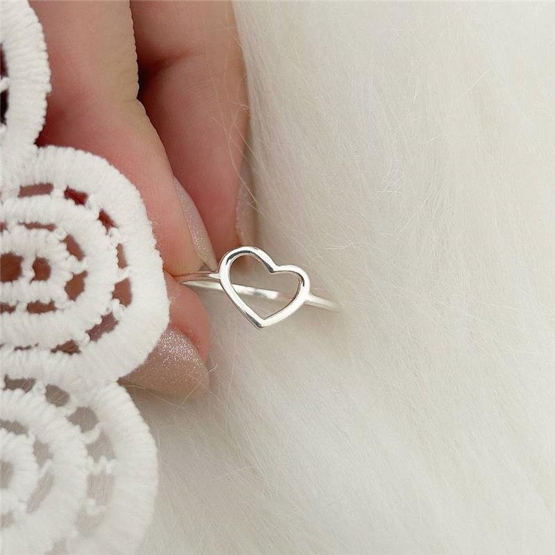 ANEL PRATA 925 CORAÇÃO VAZADO LISO