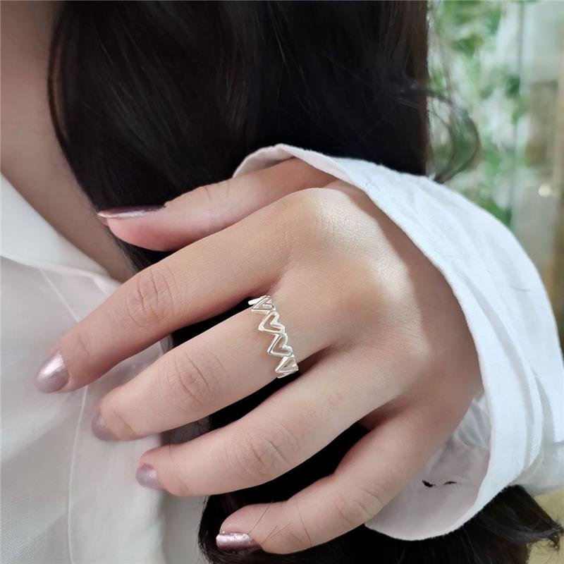 ANEL PRATA 925 CORAÇÕES VAZADOS