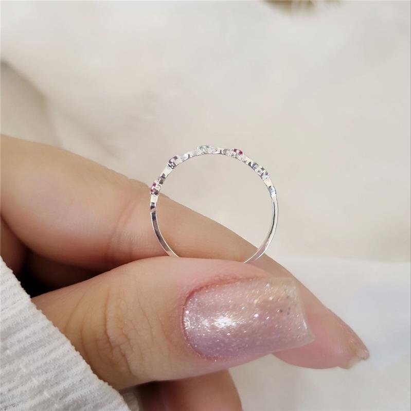 ANEL PRATA 925 CORAÇÕES VAZADOS PEDRAS COLORIDAS