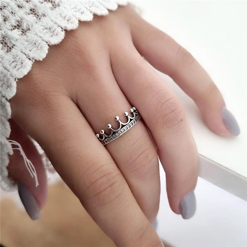 ANEL PRATA 925 COROA BASE CRAVEJADA