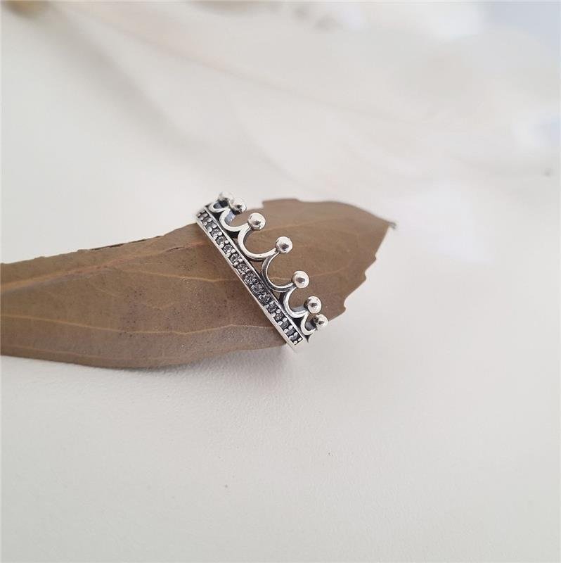 ANEL PRATA 925 COROA BASE CRAVEJADA