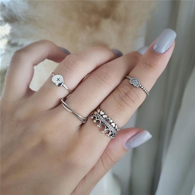 ANEL PRATA 925 COROA BASE CRAVEJADA