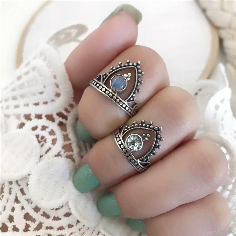 ANEL PRATA 925 COROA TRABALHADA PEDRA NATURAL