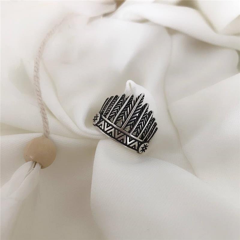 ANEL PRATA 925 COROA COCAR INDIGENA