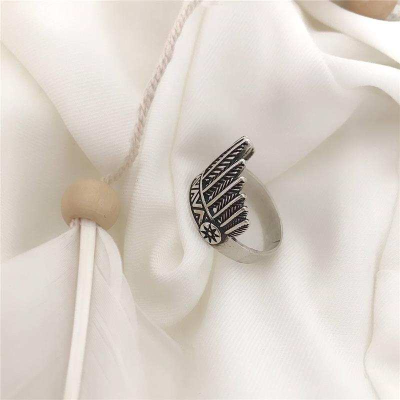 ANEL PRATA 925 COROA COCAR INDIGENA