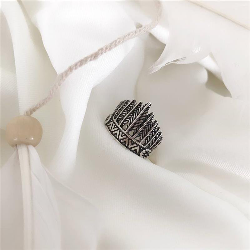 ANEL PRATA 925 COROA COCAR INDIGENA