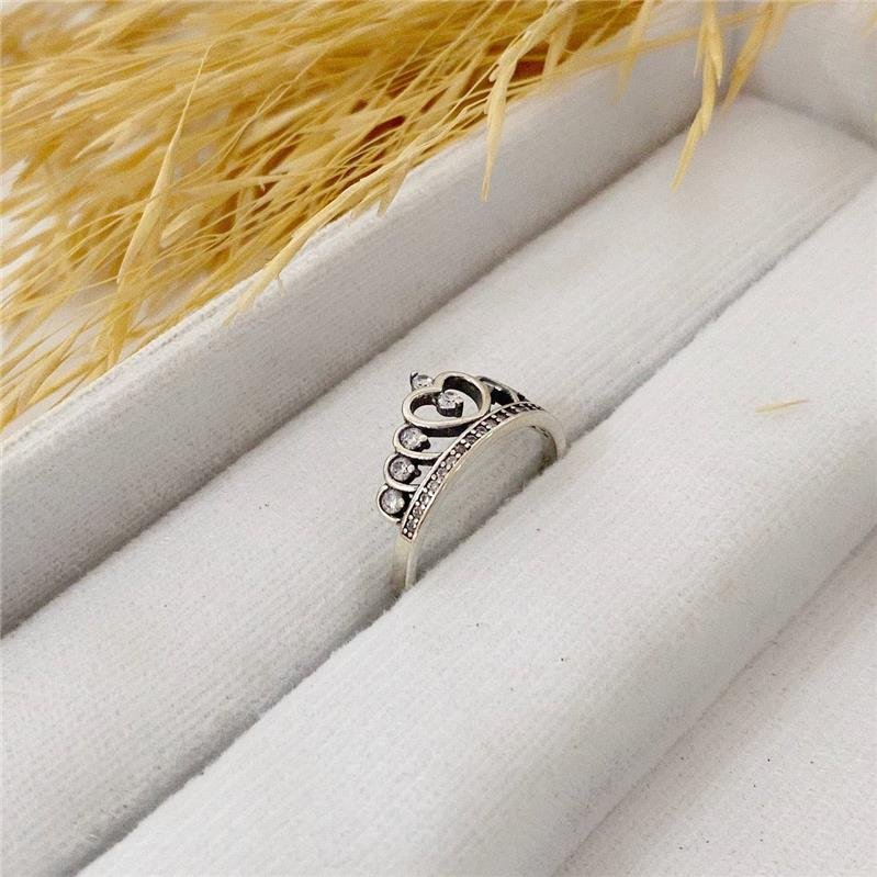 ANEL PRATA 925 COROA COM CORAÇÕES