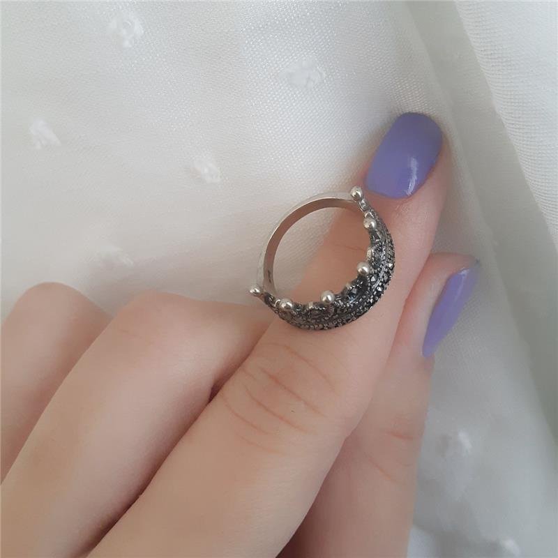 ANEL PRATA 925 COROA TRABALHADA COM PEDRAS