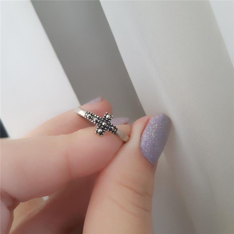 ANEL PRATA 925 CRUZ CRAVEJADA MARCASSITA