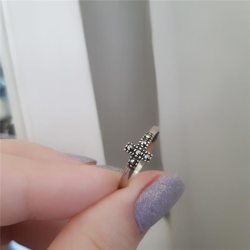 ANEL PRATA 925 CRUZ CRAVEJADA MARCASSITA