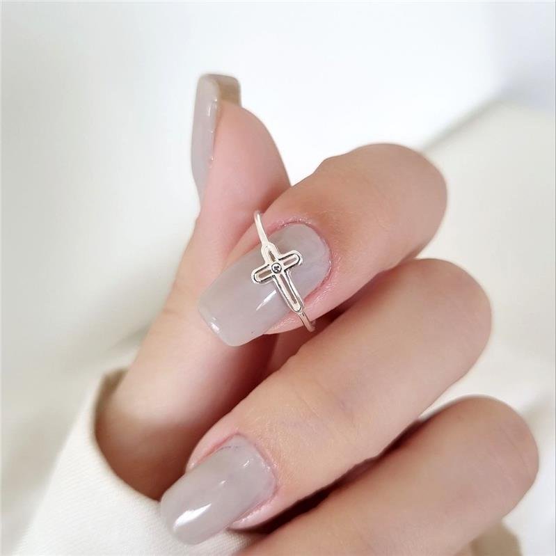 ANEL PRATA 925 CRUZ VAZADA CRAVEJADA