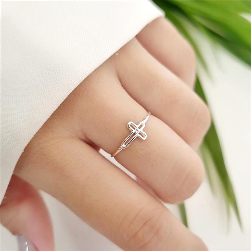 ANEL PRATA 925 CRUZ VAZADA CRAVEJADA