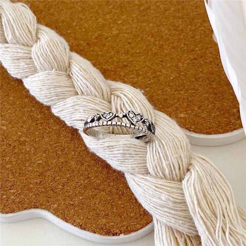 ANEL PRATA 925 DUAS LINHAS CORAÇÕES