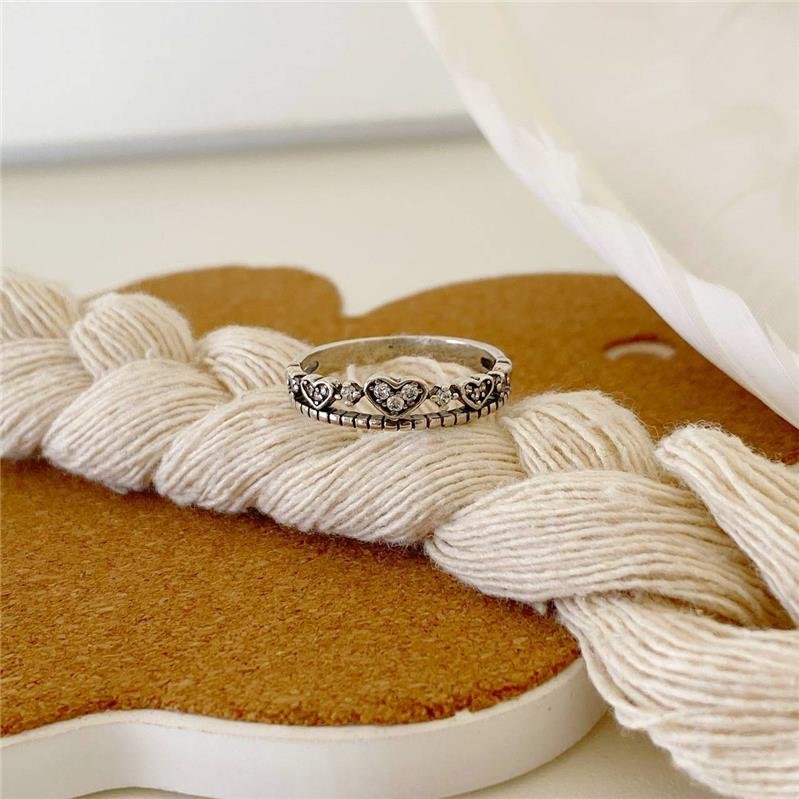 ANEL PRATA 925 DUAS LINHAS CORAÇÕES