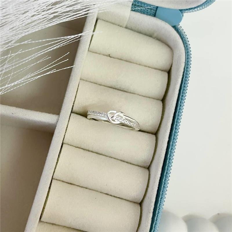 ANEL PRATA 925 DUAS LINHAS LISA CRAVEJADA NÓ